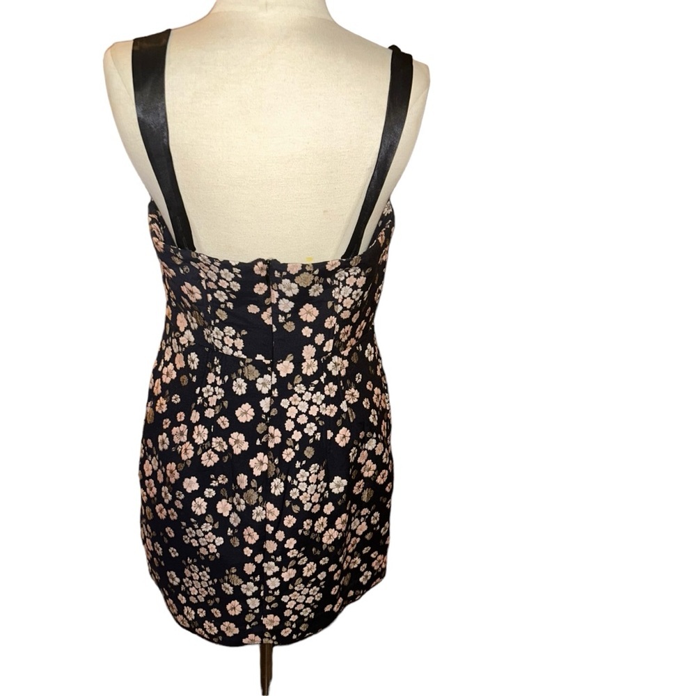 Anthropologie Maeve Navy Jacquard floral Mini Dress size 6 lined - Picture 3 of 9